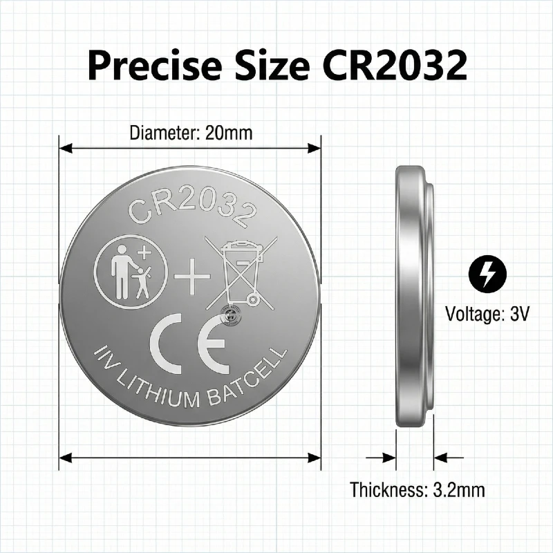 

1-100pcs CR2032 Battery 3V Lithium Button Cell Coin Batteries for Watch Car Remote Control Calculator Key Fob Replacement