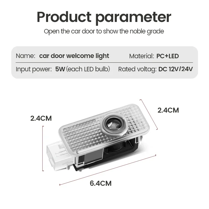 2pcs Car Door Welcome Light Led HD Projector Lamp Courtesy Lights for Audi SLine S3 S4 S7 S6 A5 A3 A4 RS A6L A7 A4L Q5 Q7 A8L Q3