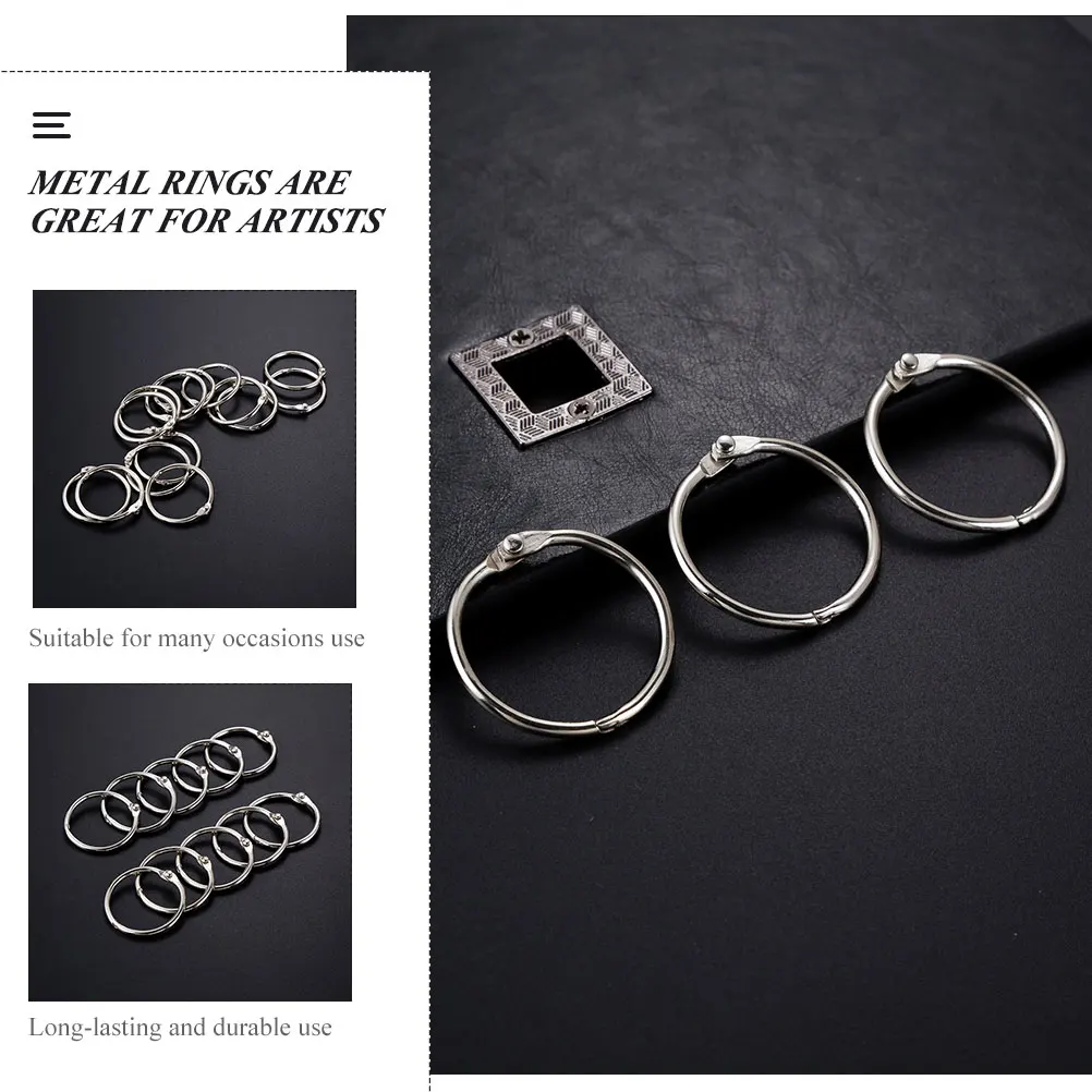 50 Pcs Metal Key Ring Binder Rings Loose Leaf Book Rings Keychains Large Keyrings For Office Students Artists Practical