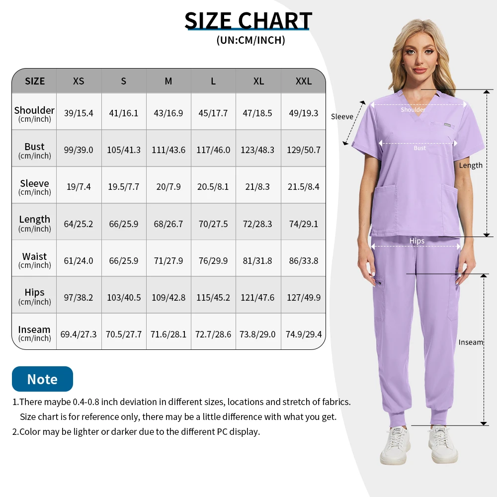 Medical Nurse Uniforms Scrubs Set Women Hospital Surgical Clothes Short Sleeve Tops+Jogger Pants Suit Pharmacy Nurse Accessories