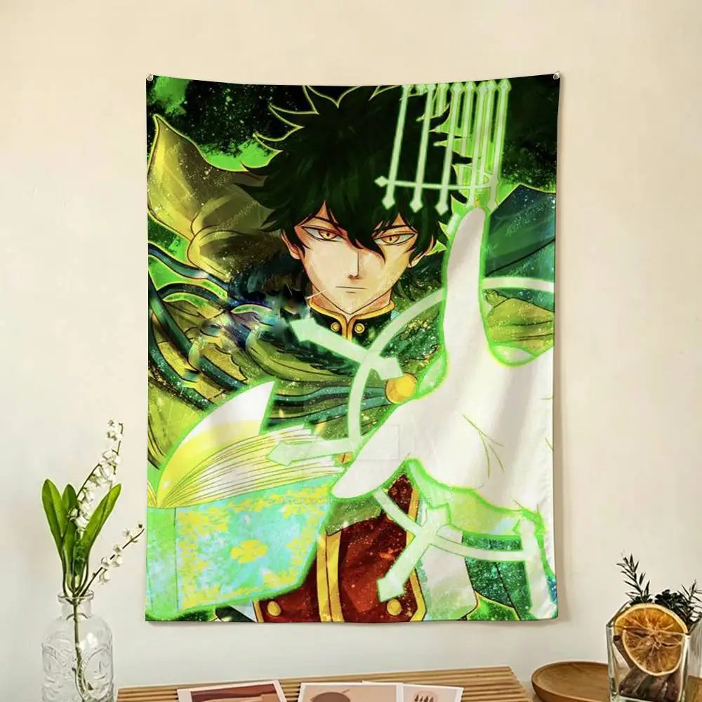 Anime Y-Yuno Black Flags Wall Hanging Background Art Banner for Bedroom Home Outdoor Decor