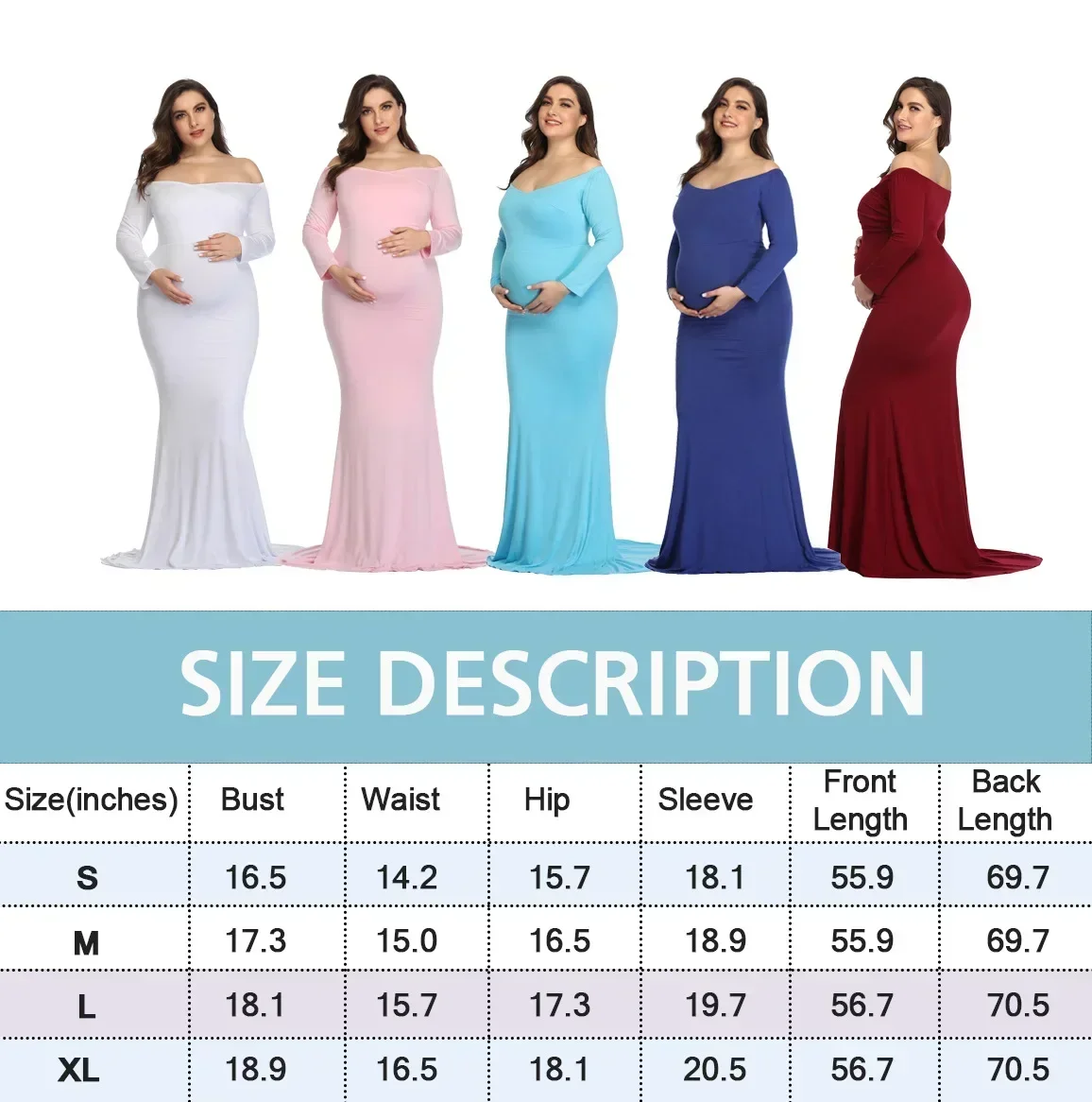 

New Maternity Dresses Maternity Photography Props Plus Size Dress Elegant Fancy Cotton Pregnancy Photo Shoot Women Long Dress