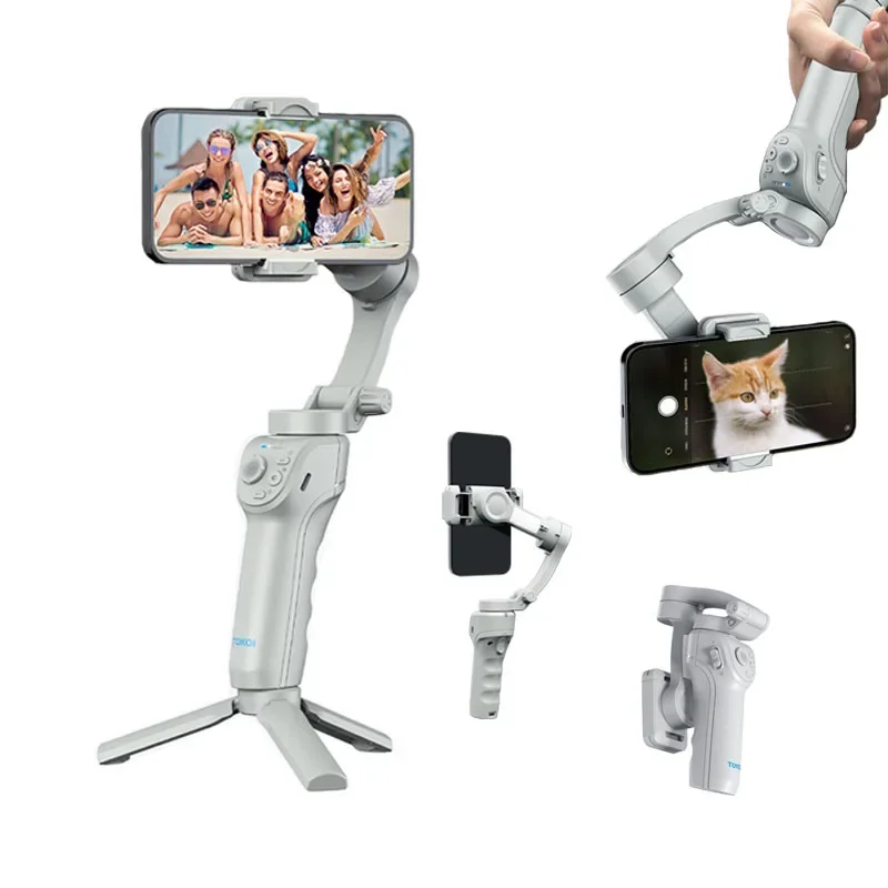 M01 Handheld Three-axis Stabilizer Face Tracking Anti-shake Folding Pocket Phone Gimbal Automatic Folding Stabilizer