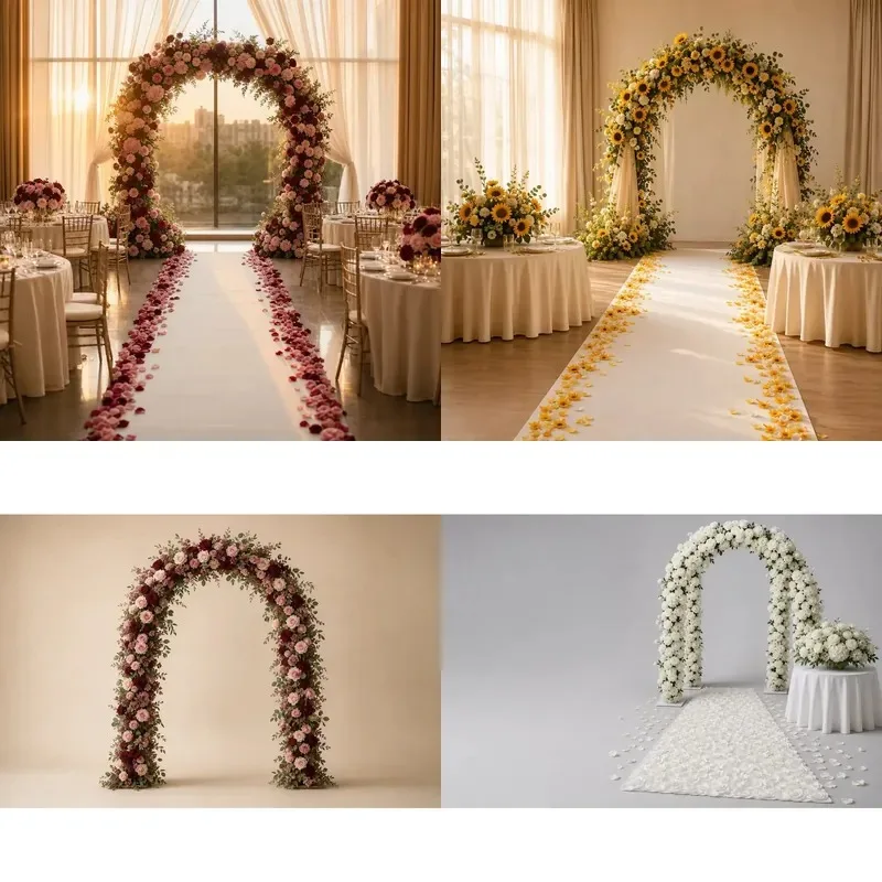 Custom handmade silk rose wedding flower package wholesale arch aisle decorative table ornament color scheme wedding party