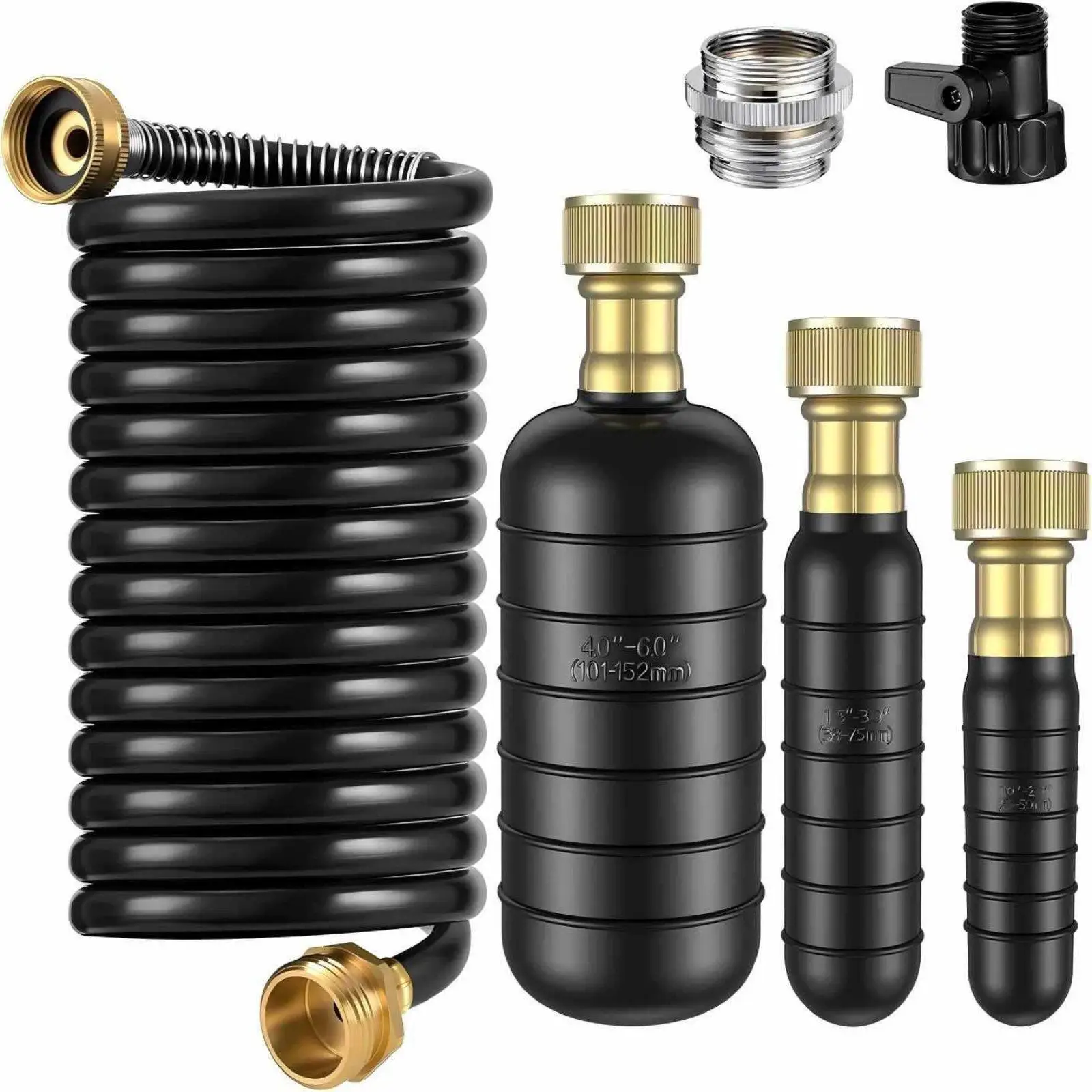 3 Pieces Drain Bladder Kit with 10ft Retractable Hose Shutoff Control Drain
