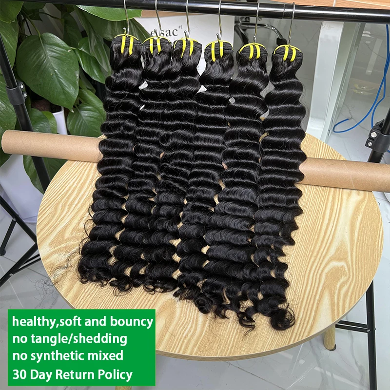 15A حزم موجة عميقة الخام عذراء 100% الشعر البشري 10-30 بوصة مجعد الشعر غير المجهزة النسيج حزم الشعر ملحقات موجة فضفاضة