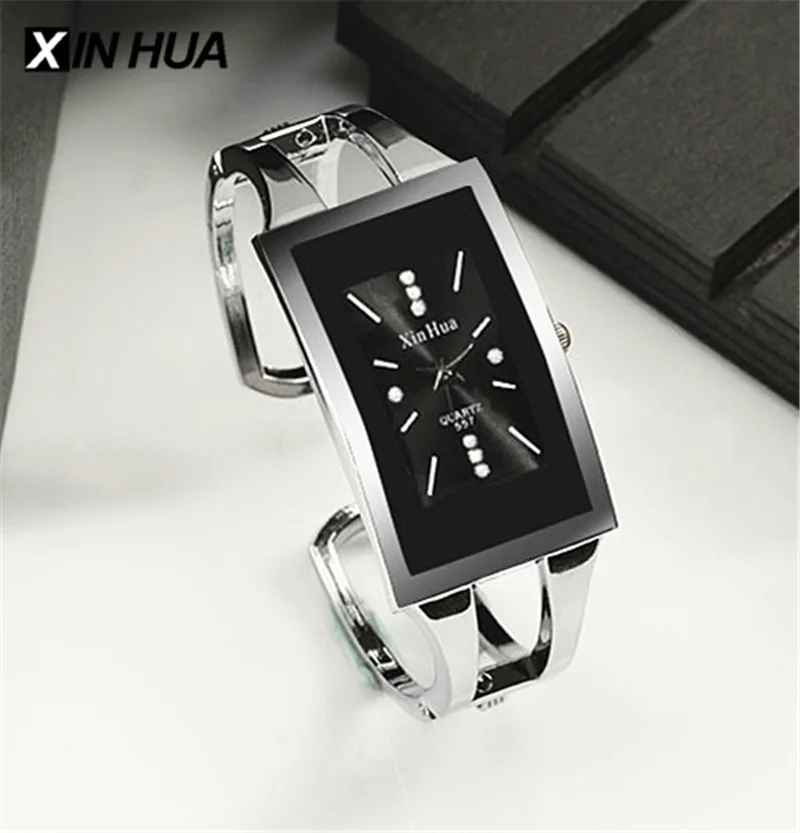 Women Bracelet Watch Xinhua Quartz Wristwatch Crystal Fashion Silver Casual Drop Ship Stainless Steel Relojes Mujer Bangle Clock