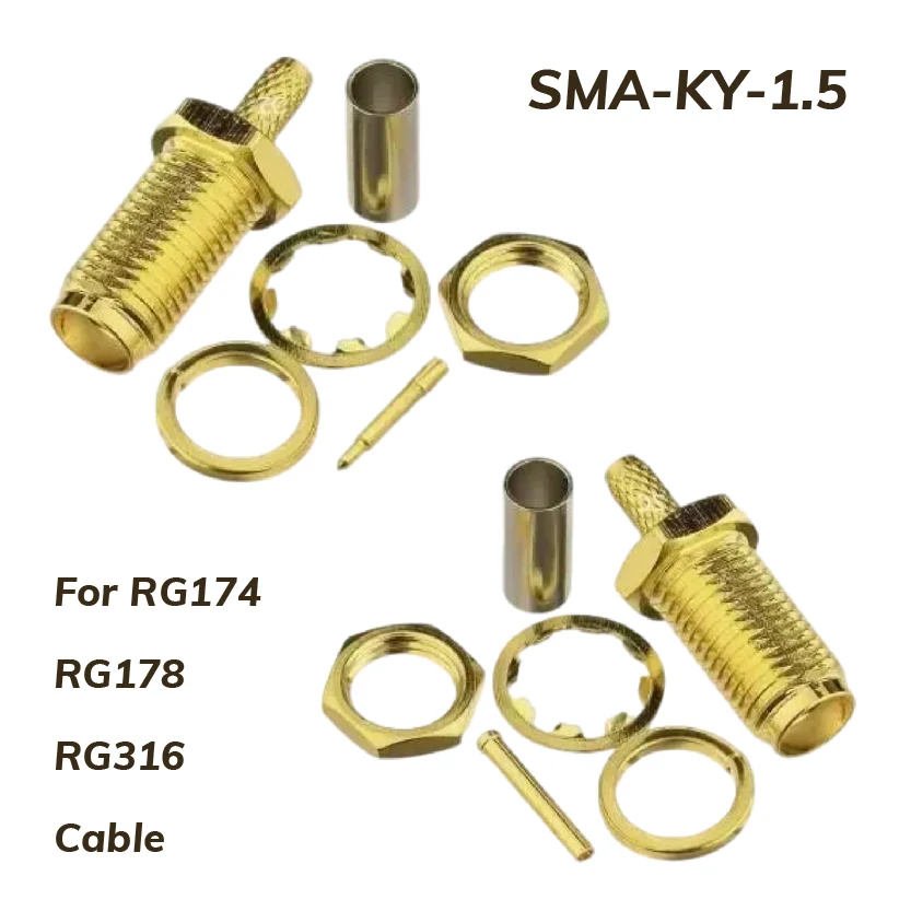 

SMA Female Jack Male Plug Open Sunroof Connector SMA-KY-1.5 for RG174 RG178 RG316 Cable