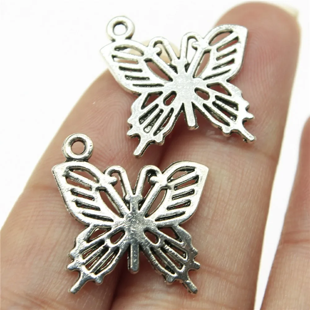 10pcs 20x19mm Antique Silver Color Butterfly Charms Pendant Alloy Jewelry Findings Wholesale