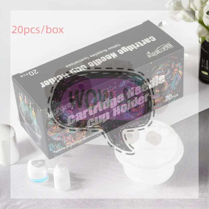 

【HBA】20PCS Disposable Tattoo Cup Holder Transparent Plastic Tattoo Needle Holder Rinsing Diluting Drying Ink Cup