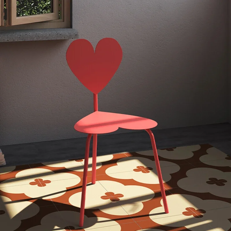 Love Red Design Chair, Scratch Resistant Minimalist Metal Vanity Stool, Modern Seat, Red Chair