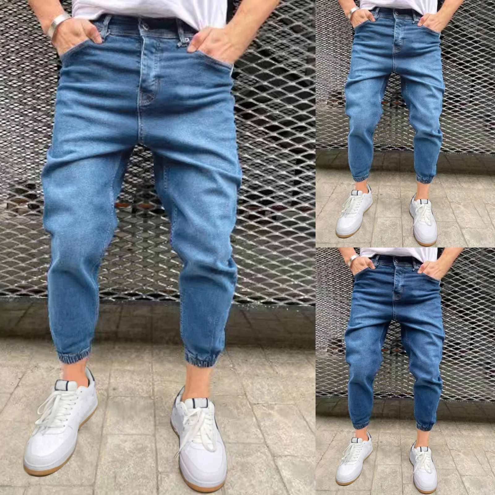 

Mens Fashion Casual Sports Straight Pocket Water Wash Skinny Jeans Jean for Work Men