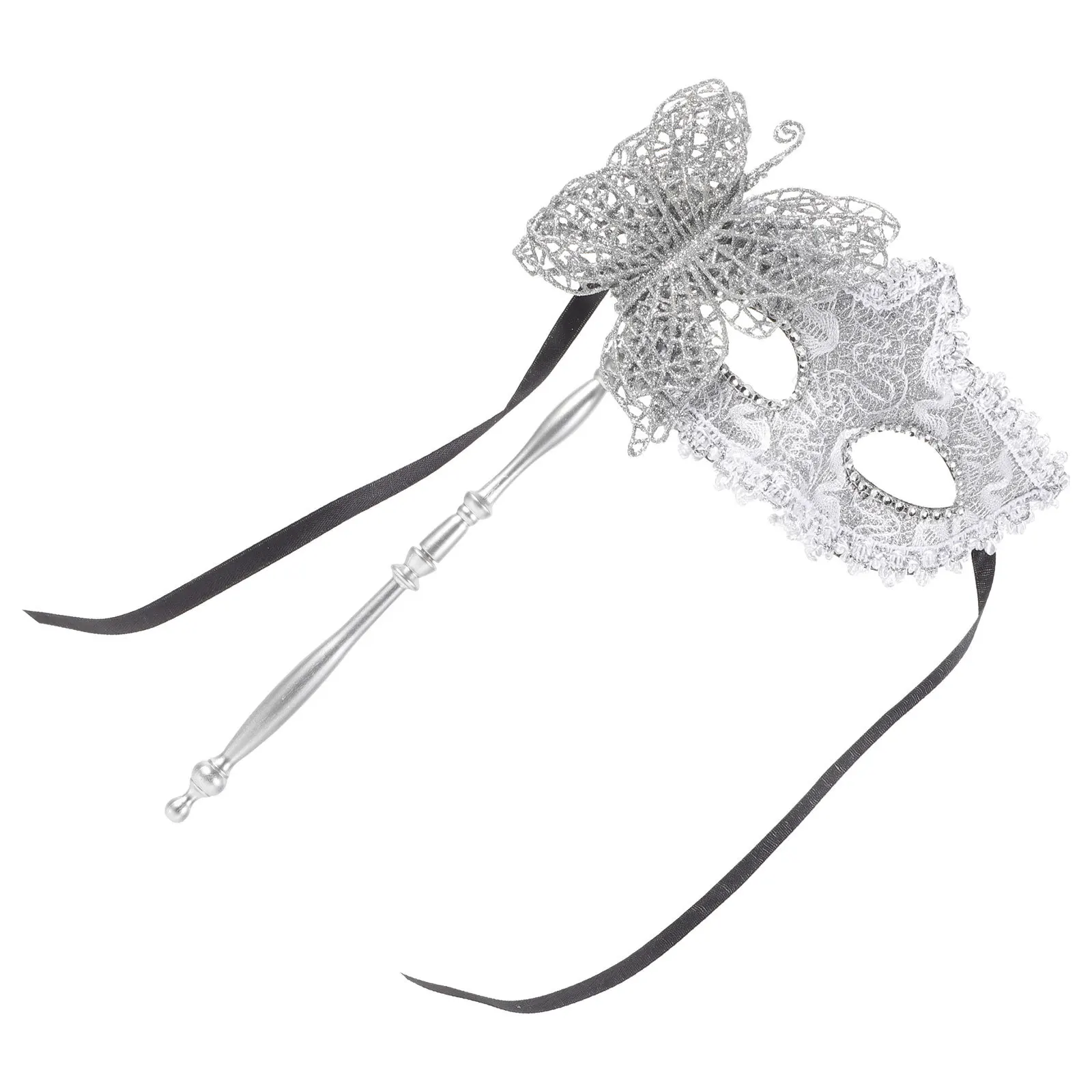 

Masquerade Mask Handheld Silver for Women Party Prom Carnival Ball Dancing Fancy Dress Accessory Masquerade Mask