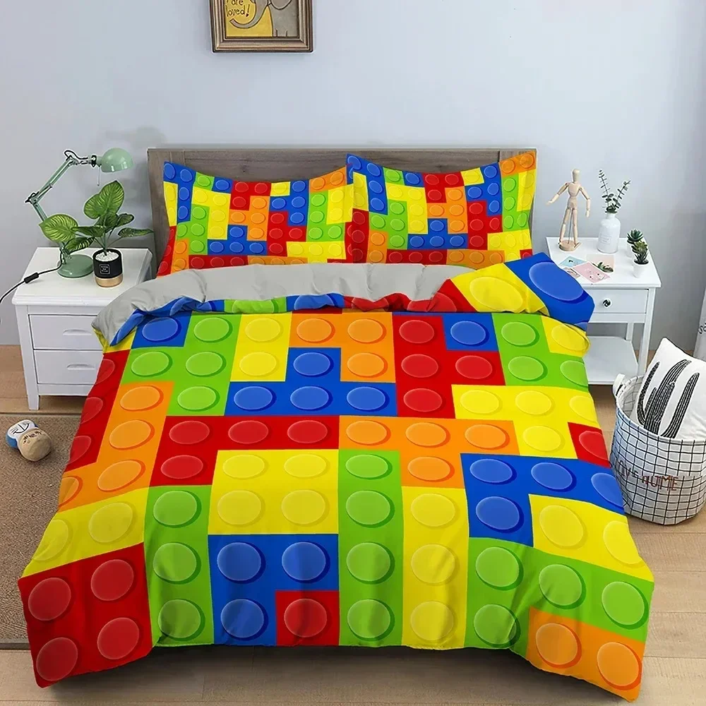 

Top Colorful Geometric Bedding Set 3D Printed Luxury Cozy Duvet Cover Set King Queen Full Size Bedclothes Bedroom Decor