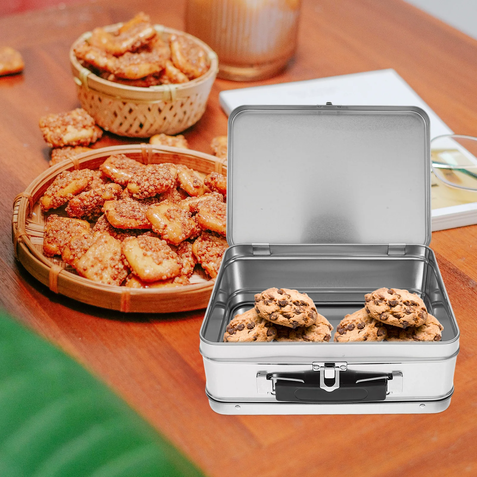 

Metal Tin Lunch Box Retro Storage Container For Snacks Cookies Cake Baking Charcuterie Diy Decorative Tin Box Vintage