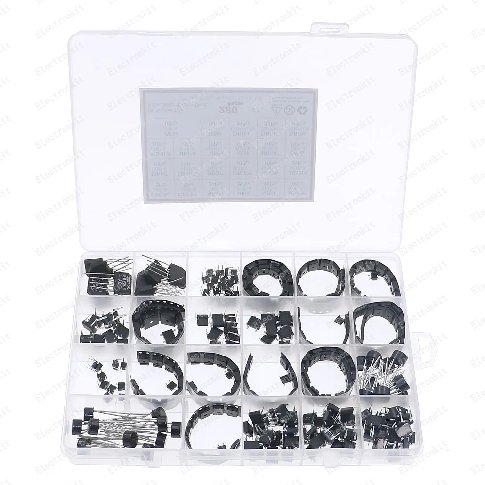 280Pcs 27Values Bridge Rectifier Assorted Kit KBP206 KBP307 MB6M MB10F MB6S DB107 DB207 ABS10 MB10M 2W10 MB8F DB104 MB16S DB106