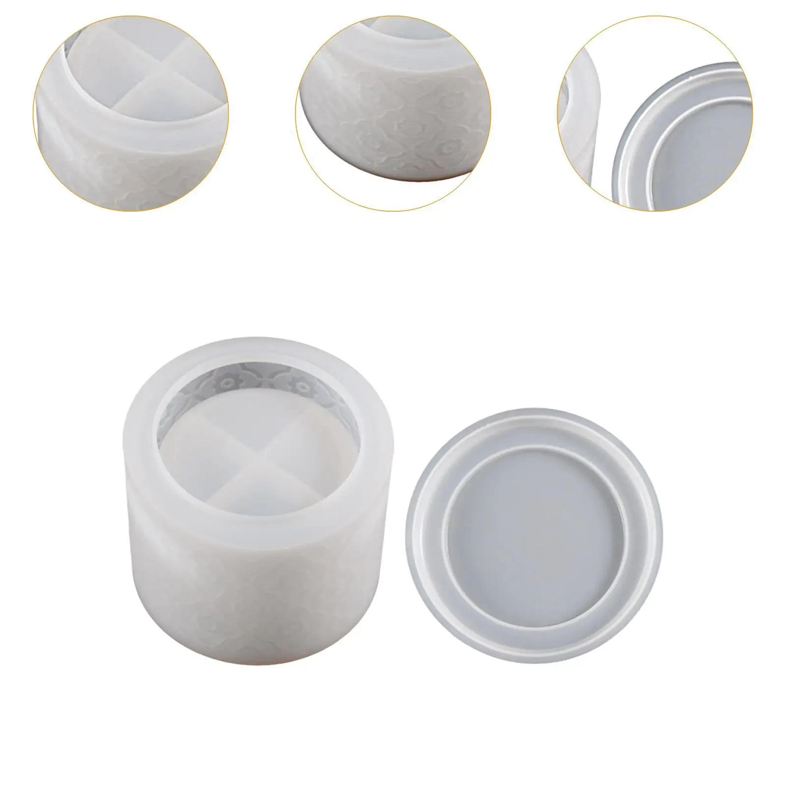Round Cup Silicone Casting with Lid Handmade Accessory Cube Round Box Mould