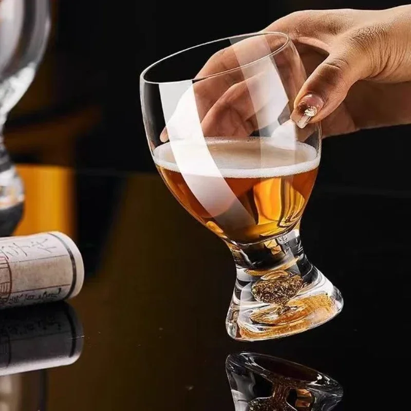 Luxury Gold-Flake Beer & Wine Glass Set - Elegant Multi-Purpose Cups for Draft Beer, Cocktail, Juice, Home Bar Gift
