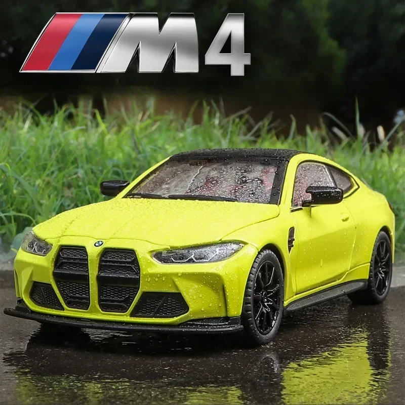 BMW-子供向けのm4スポーツカーモデル,1:24合金ダイキャストおもちゃの車,誕生日プレゼントのコレクション,ミニチュアの声,家の装飾,新しい