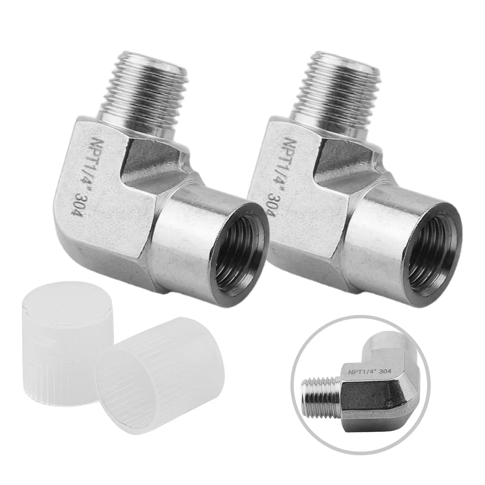 90 Degree Elbow 2PCS 304 Stainless Steel 90 Degree Elbow, 1/4 In NPT Male To 1/4 In NPT Female 90 Degree Elbow