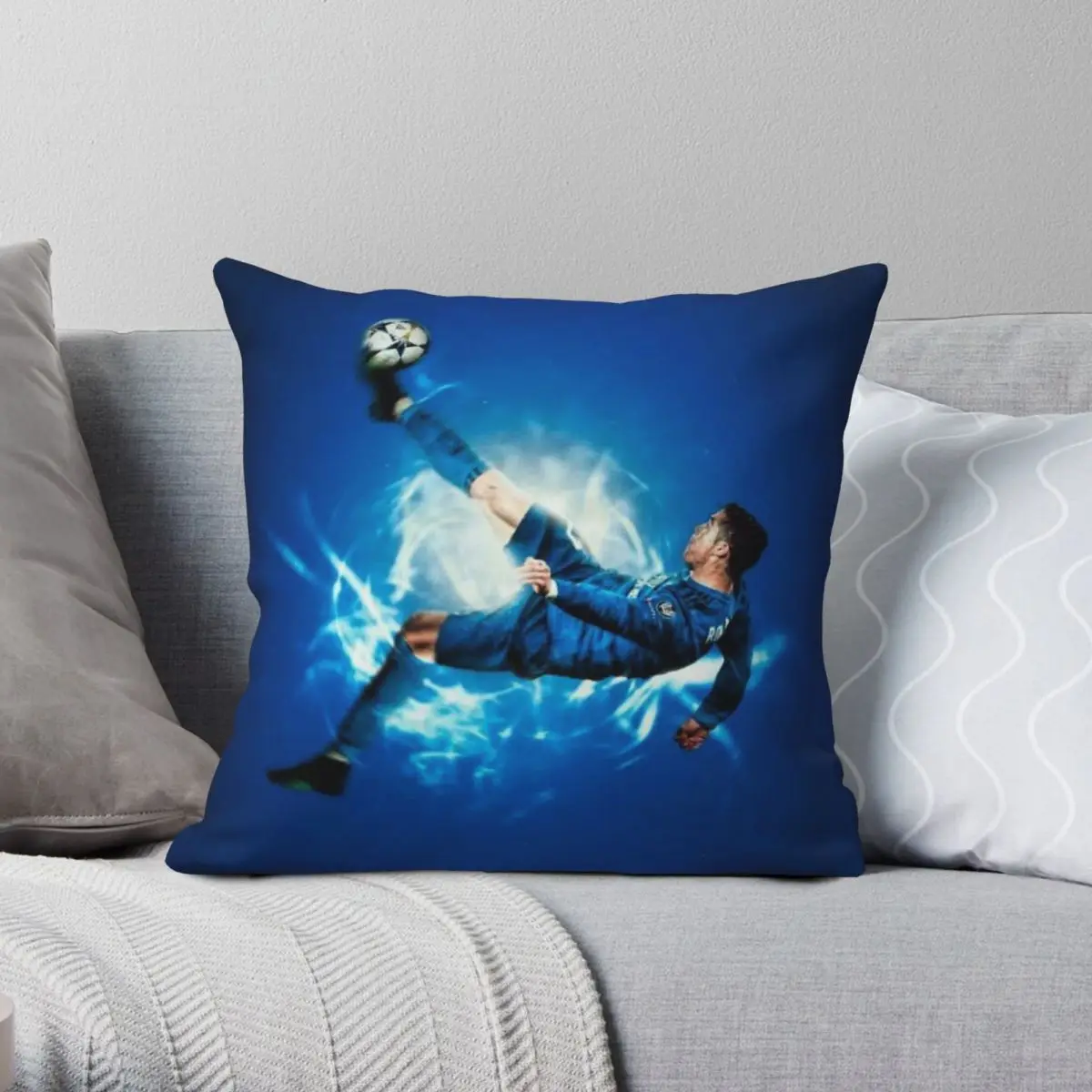 Ronaldo Bicycle Kick Pillowcase Polyester Linen Velvet Printed Zip Decor Throw Pillow Case Car Cushion Case Wholesale