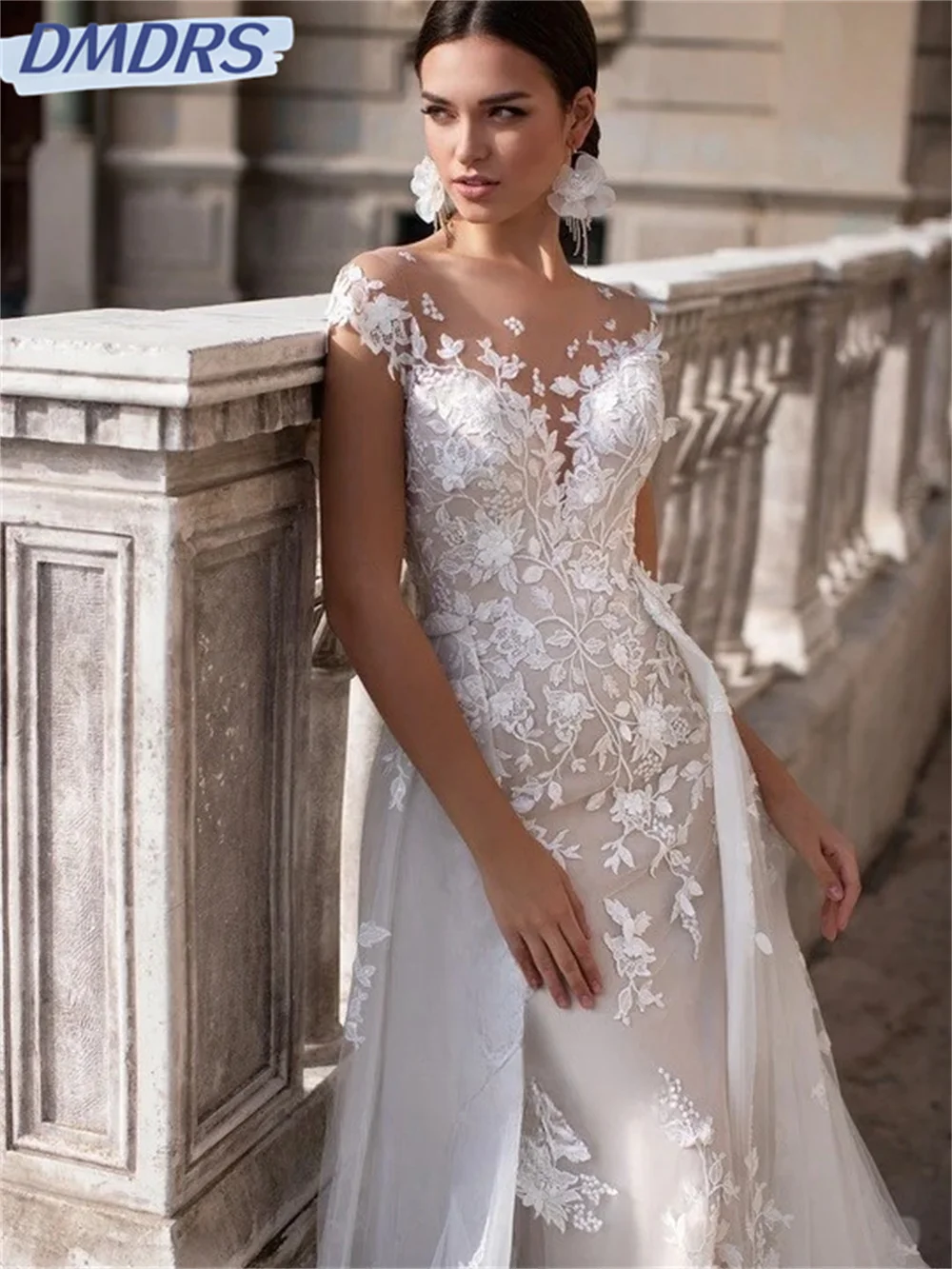 Abito da sposa sexy con scollo a V profondo 2024 Abito da sposa affascinante con spalle scoperte Abito romantico a-line lungo fino al pavimento Abiti da sposa