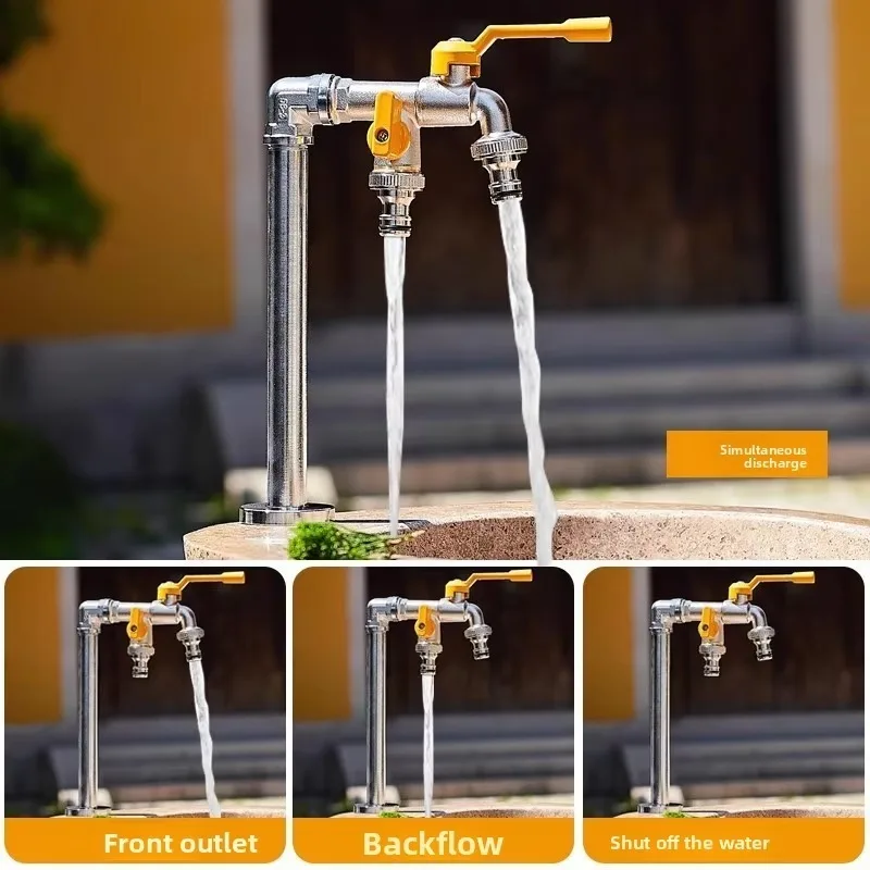 Single/Double Outlet Garden Faucet Wall Mounted Anti Freezing Irrigation Brass Tap Joint Anti Rust Heat-resistant Garden Tools