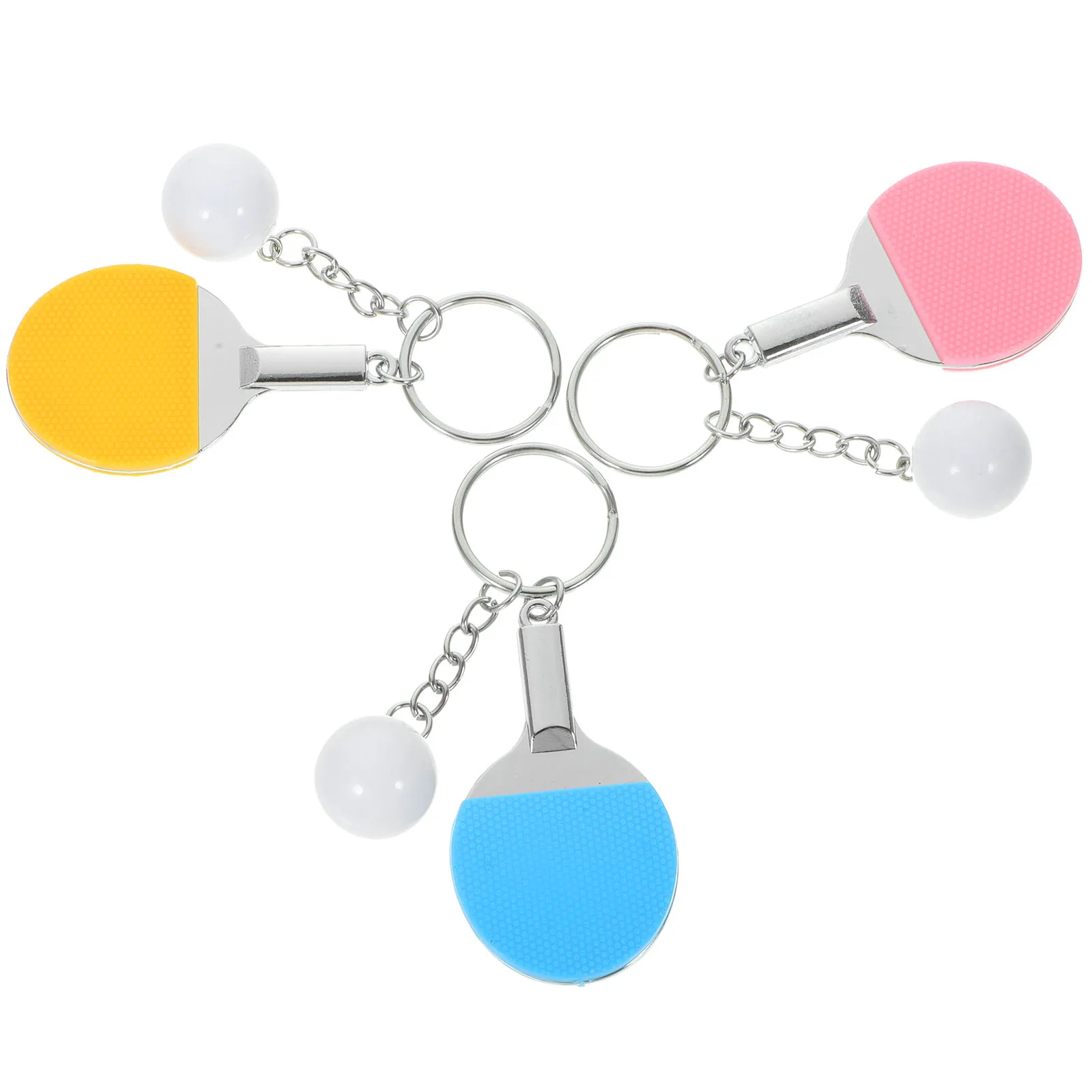 

3 Pcs Table Tennis Keychains Mini Keychain Set Sports Gifts Metal Player Small Ball Keyrings Bulk Key Decors Delicate Design