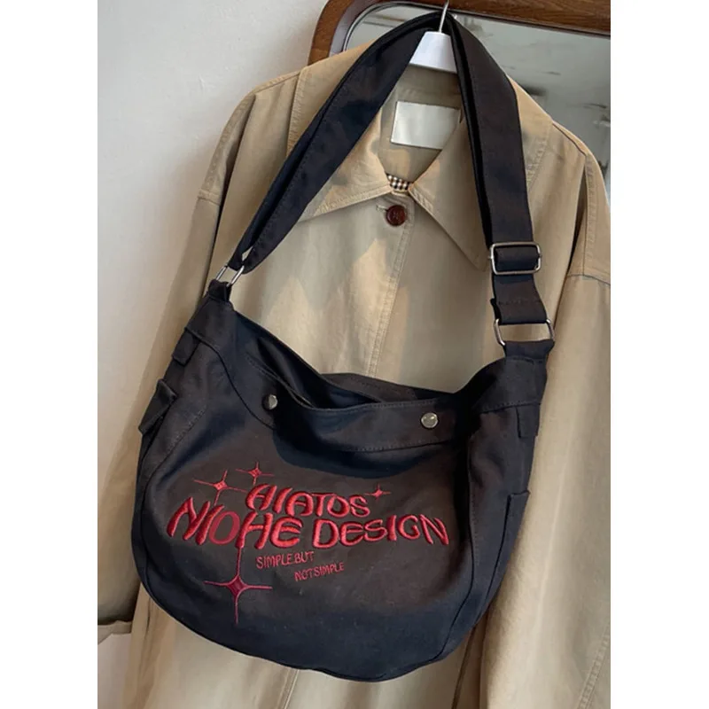 Shoulder Simple Canvas Single Bag Large Capacity Handbags For Women Casual High-Quality Messenger Versatile Luxury Crossbody Y2k