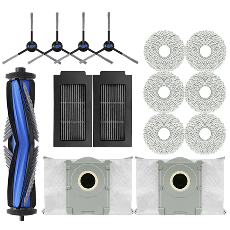 مجموعة قطع غيار BISM لمكنسة الروبوت ECOVACS T50 PRO OMNI/T50 OMNI-الفرشاة الرئيسية، الفرشاة الجانبية، قماش الممسحة، فلتر HEPA، كيس الغبار