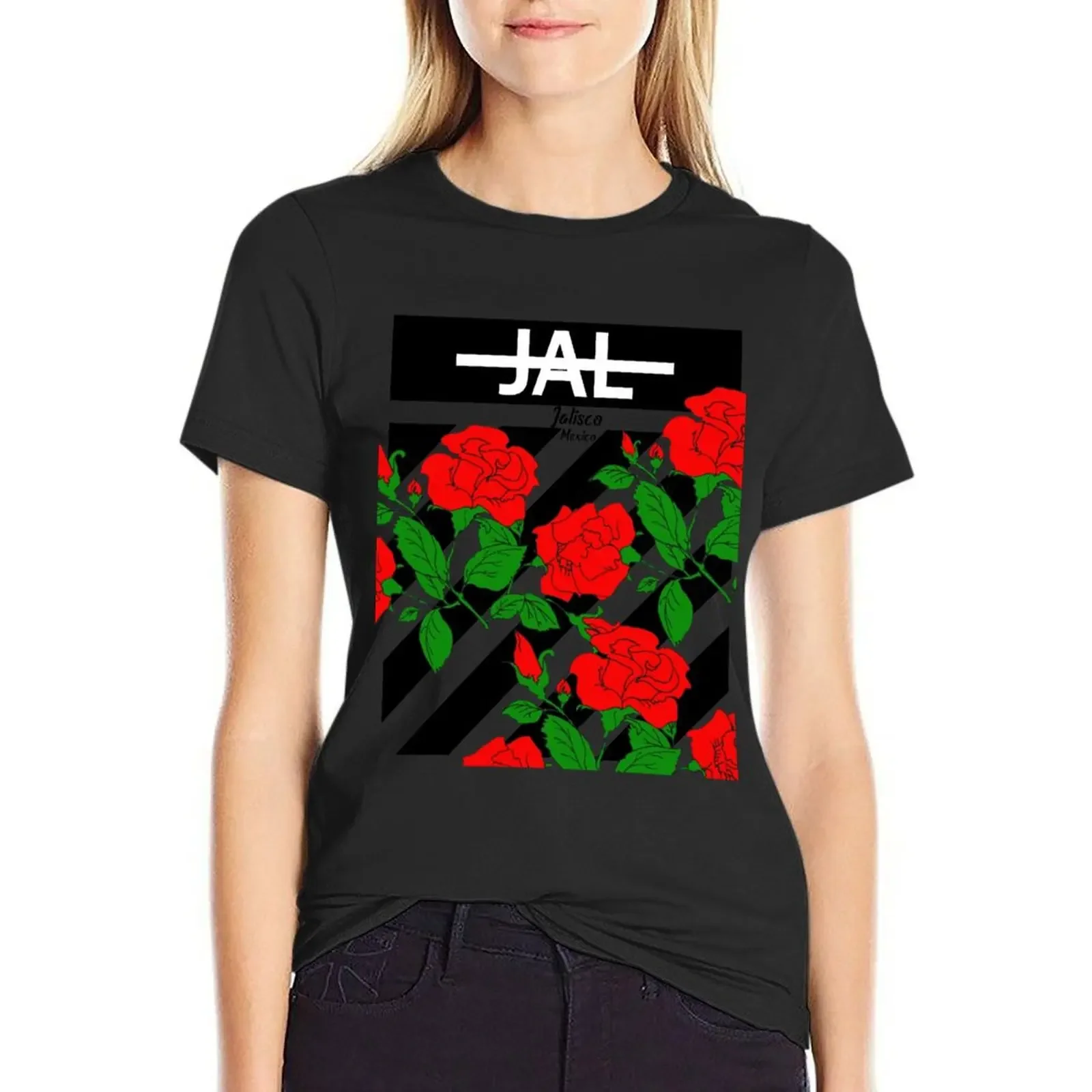 

JALISCO MEXICO RED ROSES T SHIRT T-Shirt lady clothes plain sweat t-shirts for Women graphic tees funny