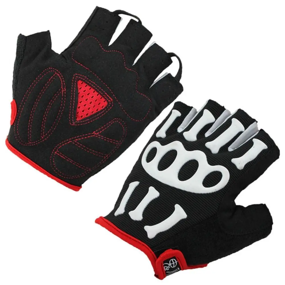 MTB Half-finger Skeleton Cycling Gloves Punk Ultralight Skeleton Bicycle Gloves Eco-friendly Breathable Halloween Decoration