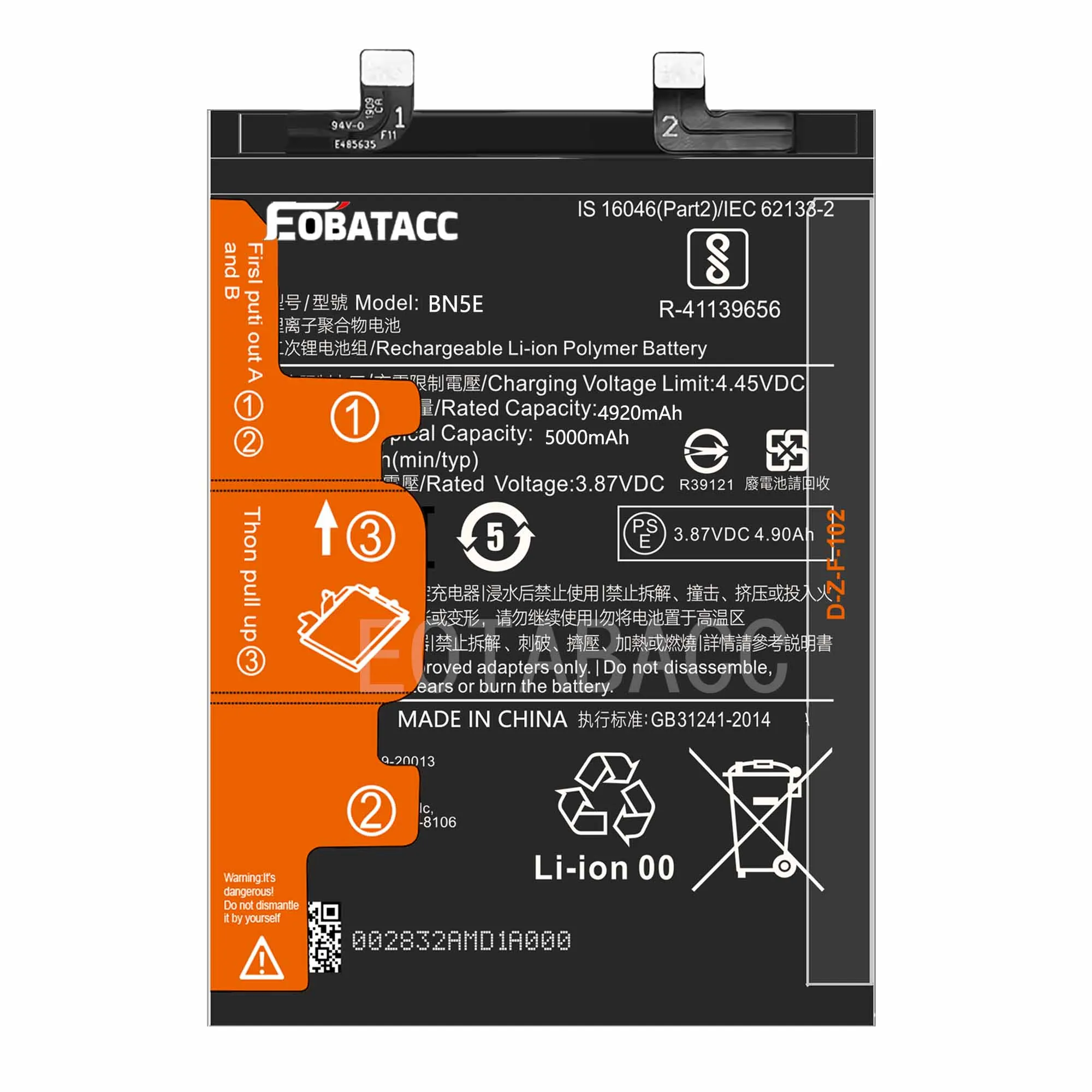 EOTABACC 100% New Original Battery BN5E For XIAOMI  Note 11 Pro 5G/ POCO X4 PRO 5G /Redmi Note 12 Pro 4G Battery +Tools