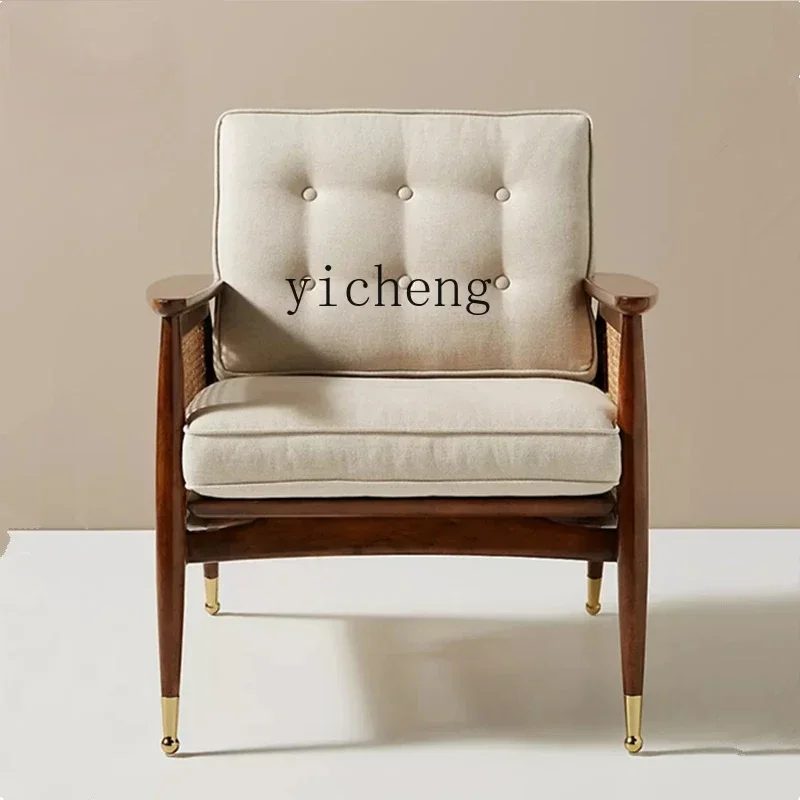 Zz كرسي أريكة فردي من الخشب الصلب من الخيزران بتصميم عتيق B & B لغرفة المعيشة وغرفة المعيشة كرسي خلفي للترفيه