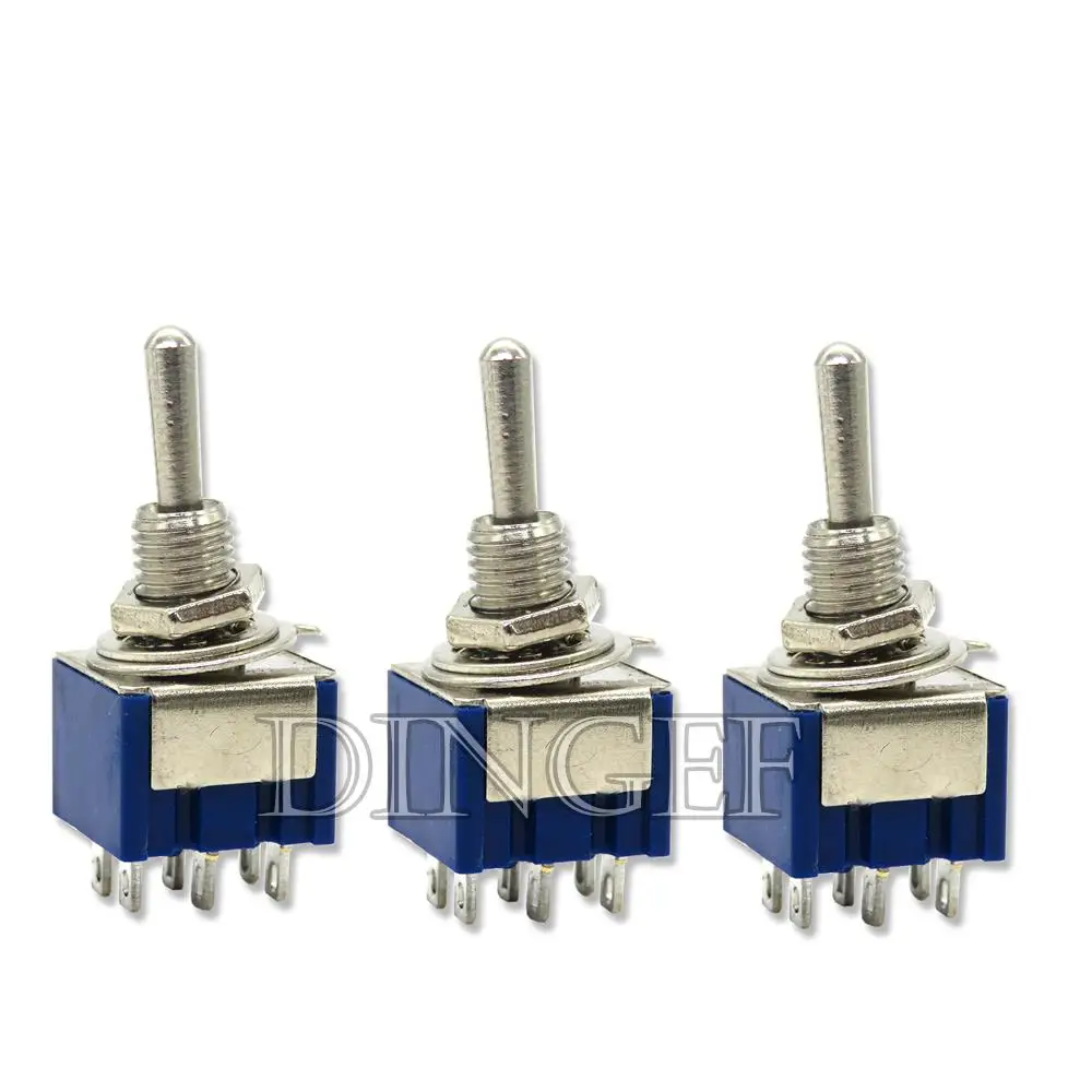 5PCS Blue Mini MTS-102 3-Pin SPDT ON-ON 6A 125VAC Miniature Toggle Switches MTS-103 MTS-202 MTS-203 6PIN ON-OFF-ON