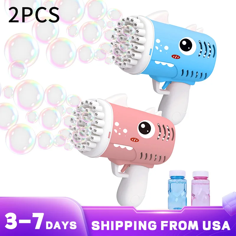 Bring 2 bottles of 50ml bubble water 2pcs 35 hole new dinosaur Bubble Guns bubble Handheld outdoor Wedding Games bubble game