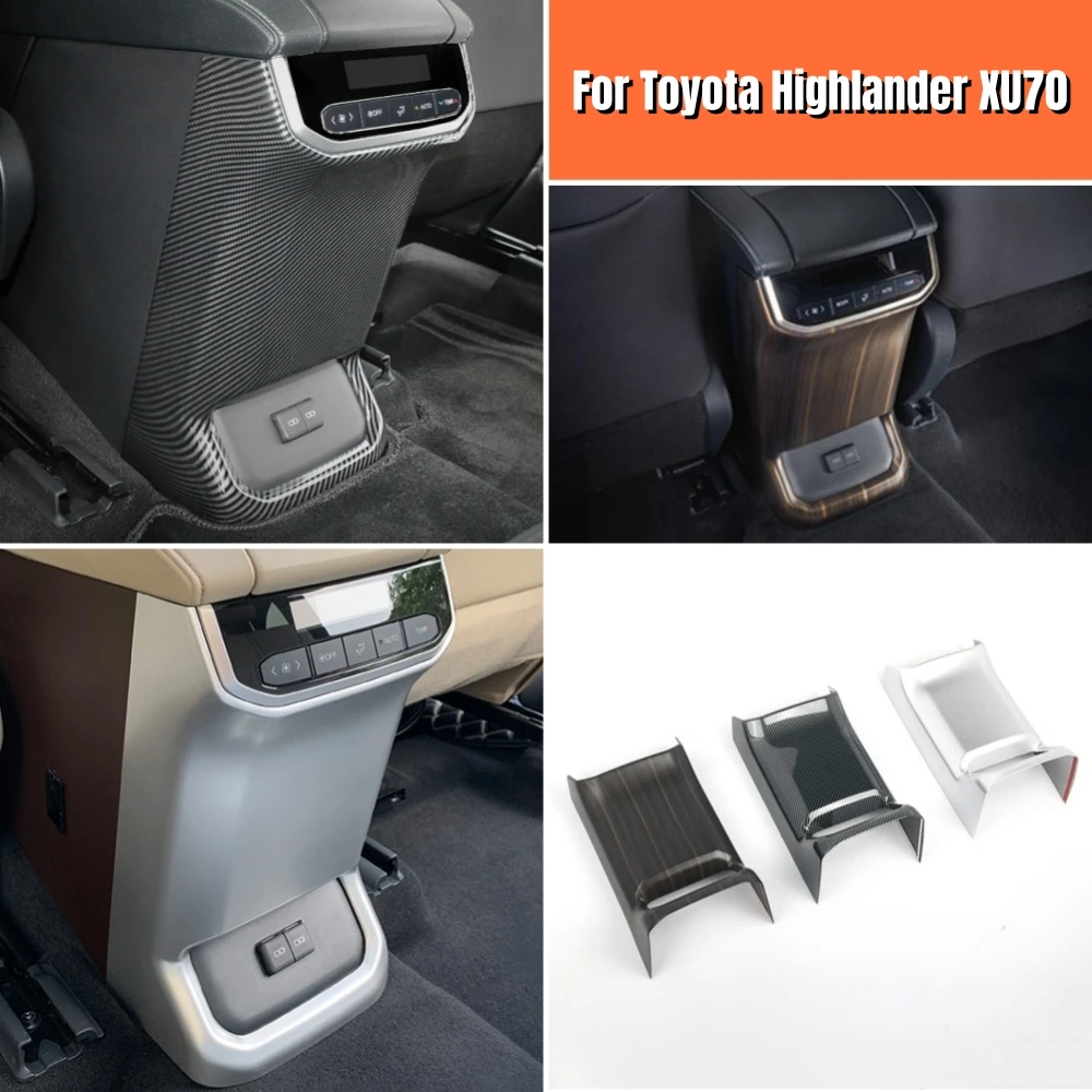 For Toyota Highlander XU70 Kluger 2020-2023 Hybrid Rear Air Condition Vent Outlet Frame back Anti kick board USB Cover Sticker