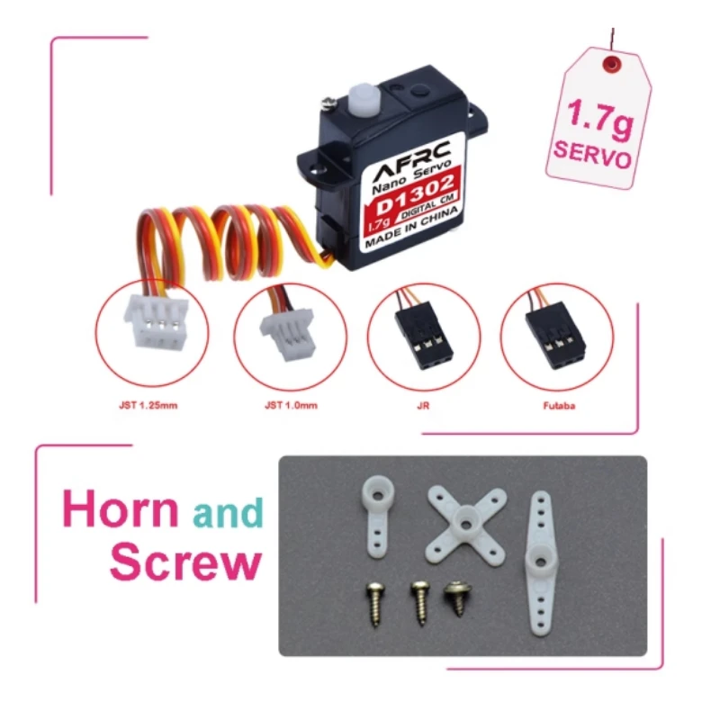 Mini Servo de 1,7g MINI Servo Digital exquisito con enchufe JR/Futaba/JST1.25/JST1.0 para modelo RC avión helicóptero coche Robot