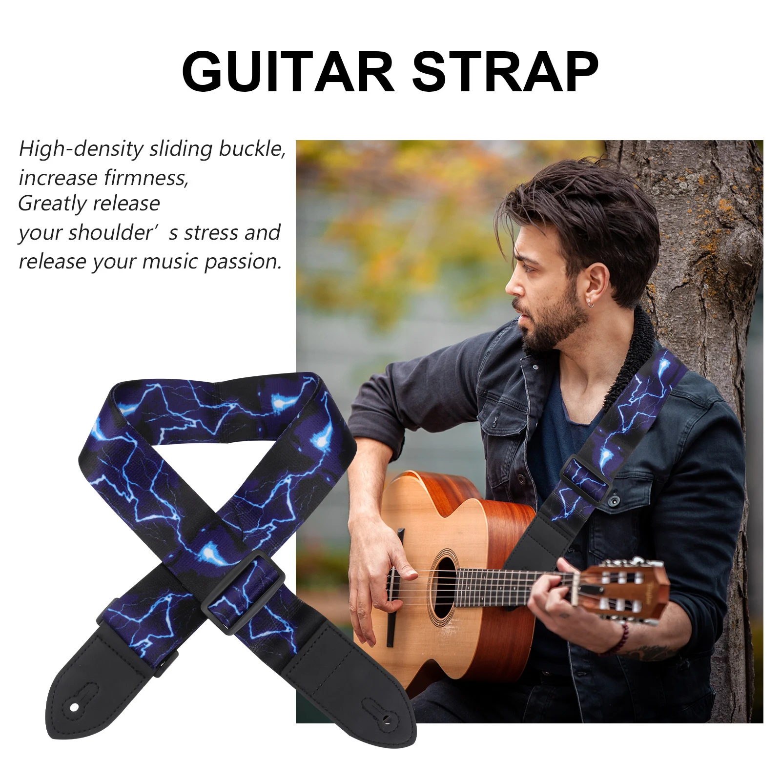 

Guitar Strap Soft Electric with Straps Acoustic Bass Flame to Weave Child