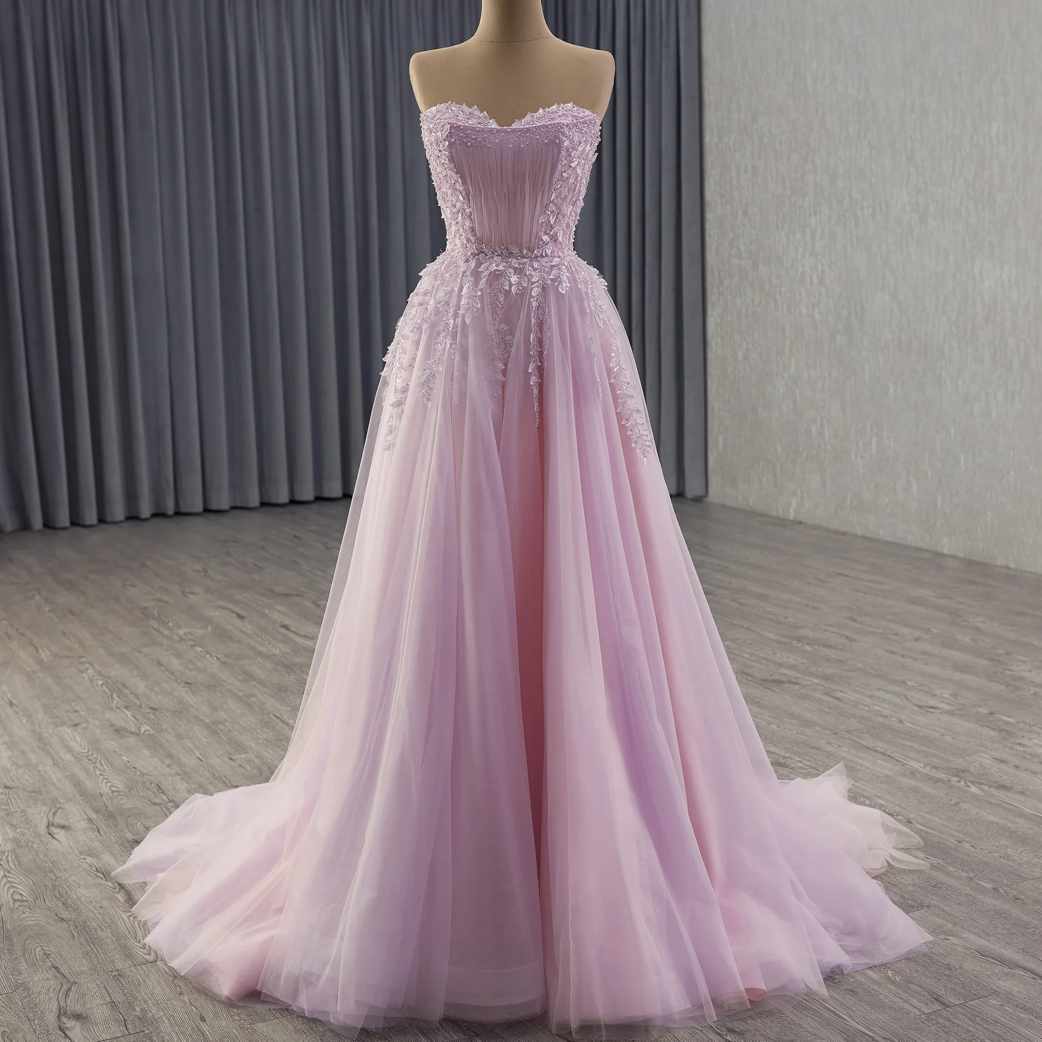 

Rosymae High-End Blushing Pink Beading Pearl Prom Formal Dress Party Gown Elegant Women's Eveningwear