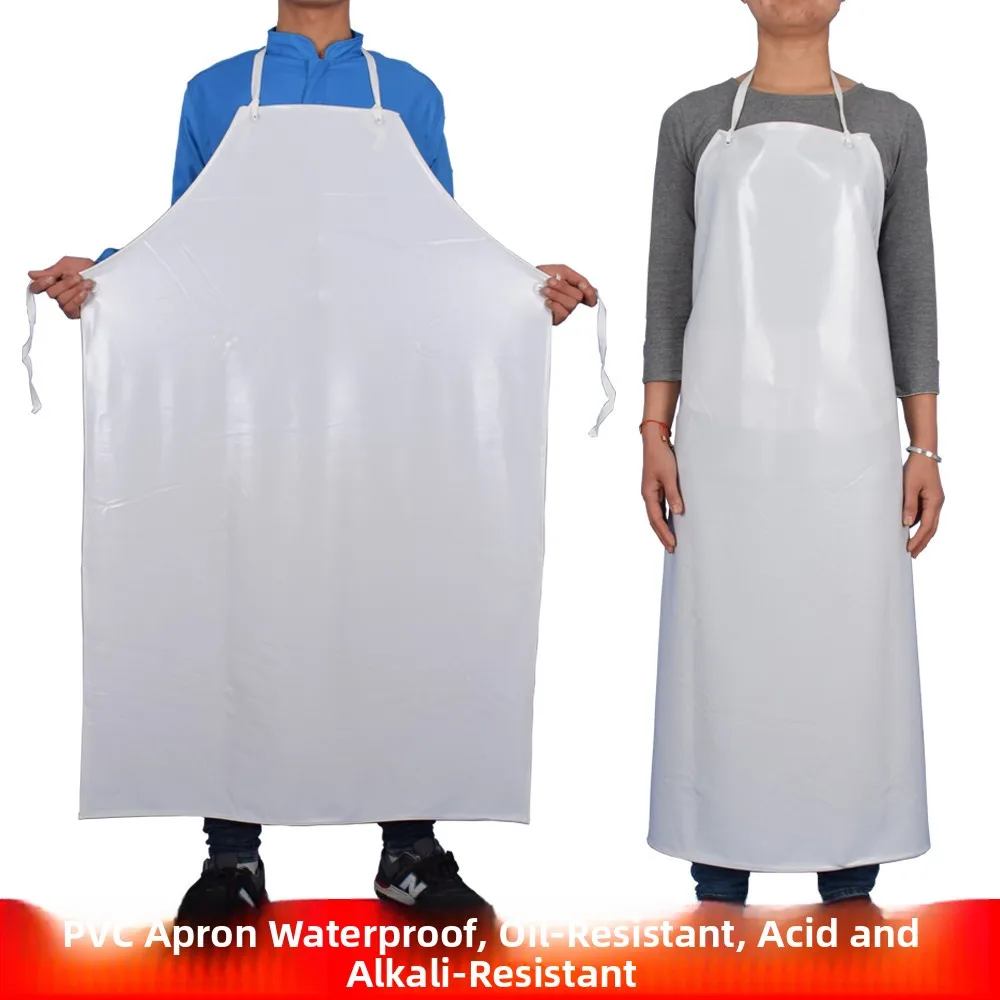 Thickened White PVC Apron Waterproof Oil-resistant Industrial Workwear Resistant to Acid And Alkali Home Cleaning Tools