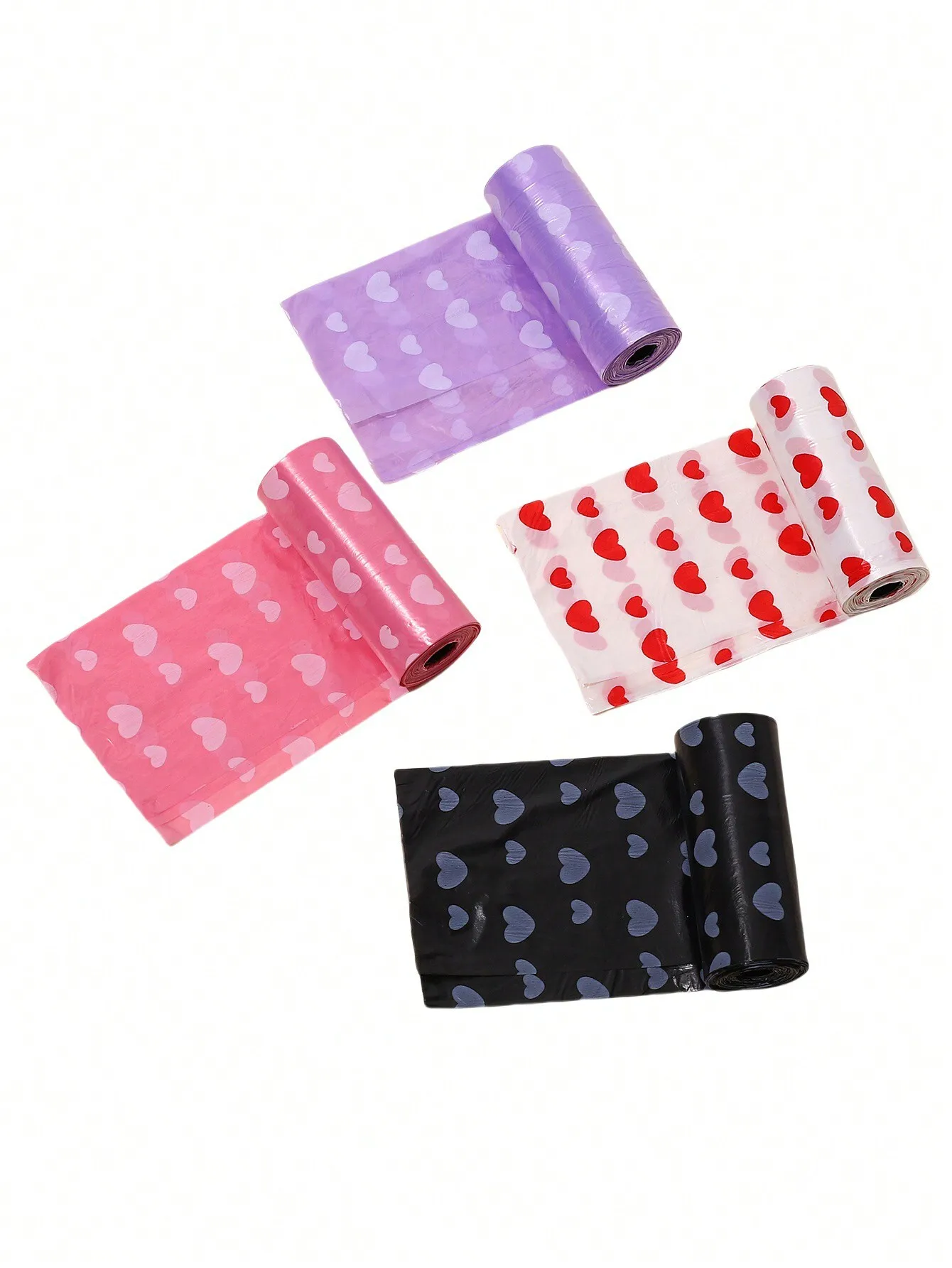 75pcs/5 Rolls Diaper Trash Bags, Baby Diaper Change Heart Pattern Trash Bags, Convenient To Carry, Car Trash Bags, Suitable For Outdoor Strollers, Living Room, Bathroom, Baby Room Cleaning Trash, Random Color