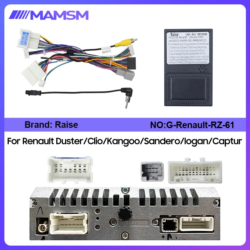 Android Car Stereo Radio Power Wire Harness Cable 16Pin Power Canbus Box Decoder Adapter For Renault Duster Clio Kangoo Sandero