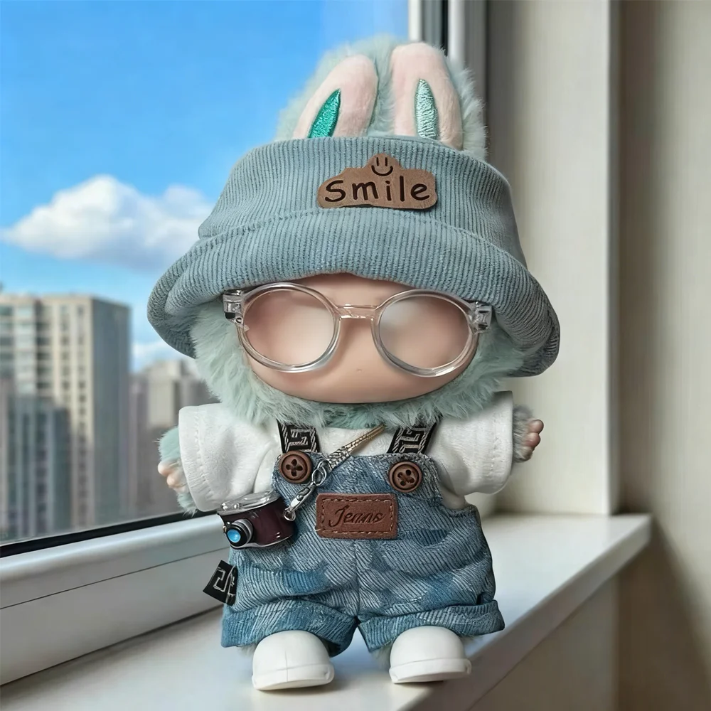 Vestiti per le bambole Vestito Tute da cowboy Set con accessorio per cappello per 17 cm Labubu V1V2V3 Giocattoli in cotone Decorazione Mini vestiti per bambole Festa