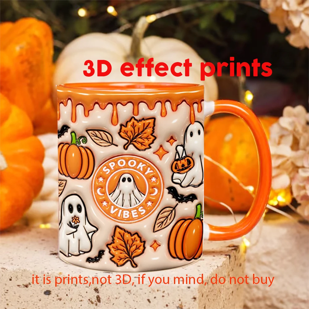 

11OZ Ghost Halloween Milk Mug Ceramic Tea Cup Spooky Espresso Cups Mugs For Coffee Tea Aesthetic Room Decor