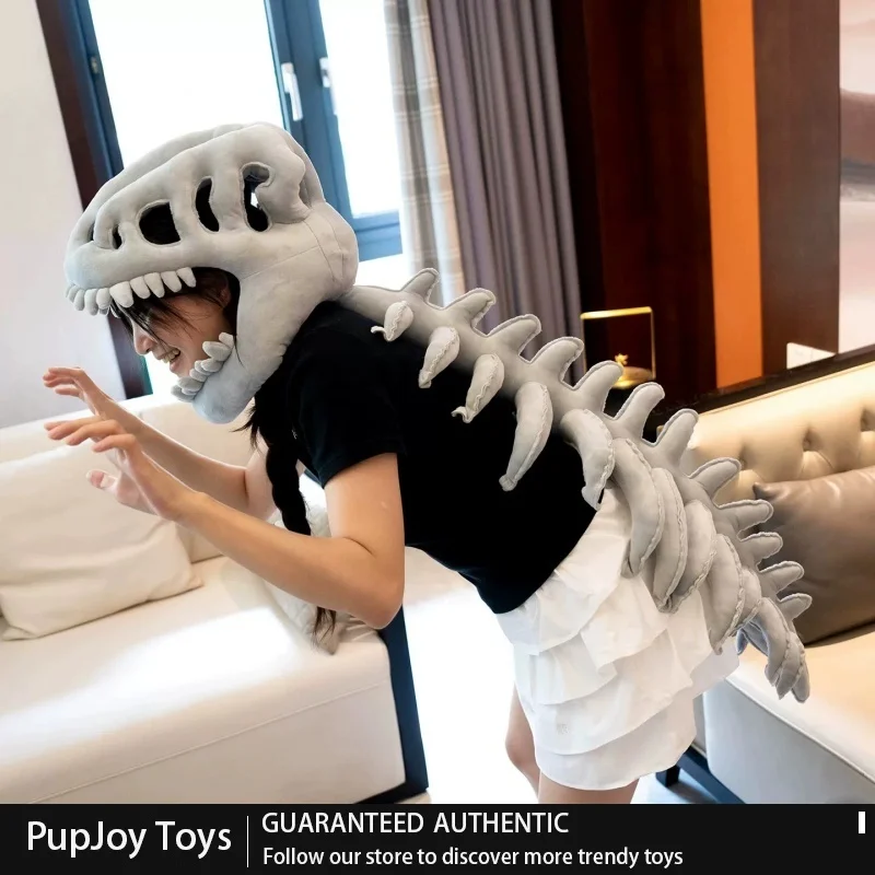 Generic Dinosaur Skeleton Plush Hat Full Set Funny Cosplay Costume Headwear Adult Party Performance Photo Prop Halloween Gift