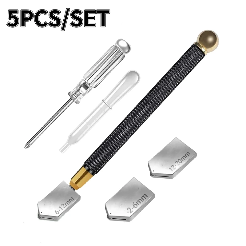 

5PCS Diamond Glass Cutter For Glass Tile Cutting Manual Tools 2-20mm Glass, Glass Cutting Set