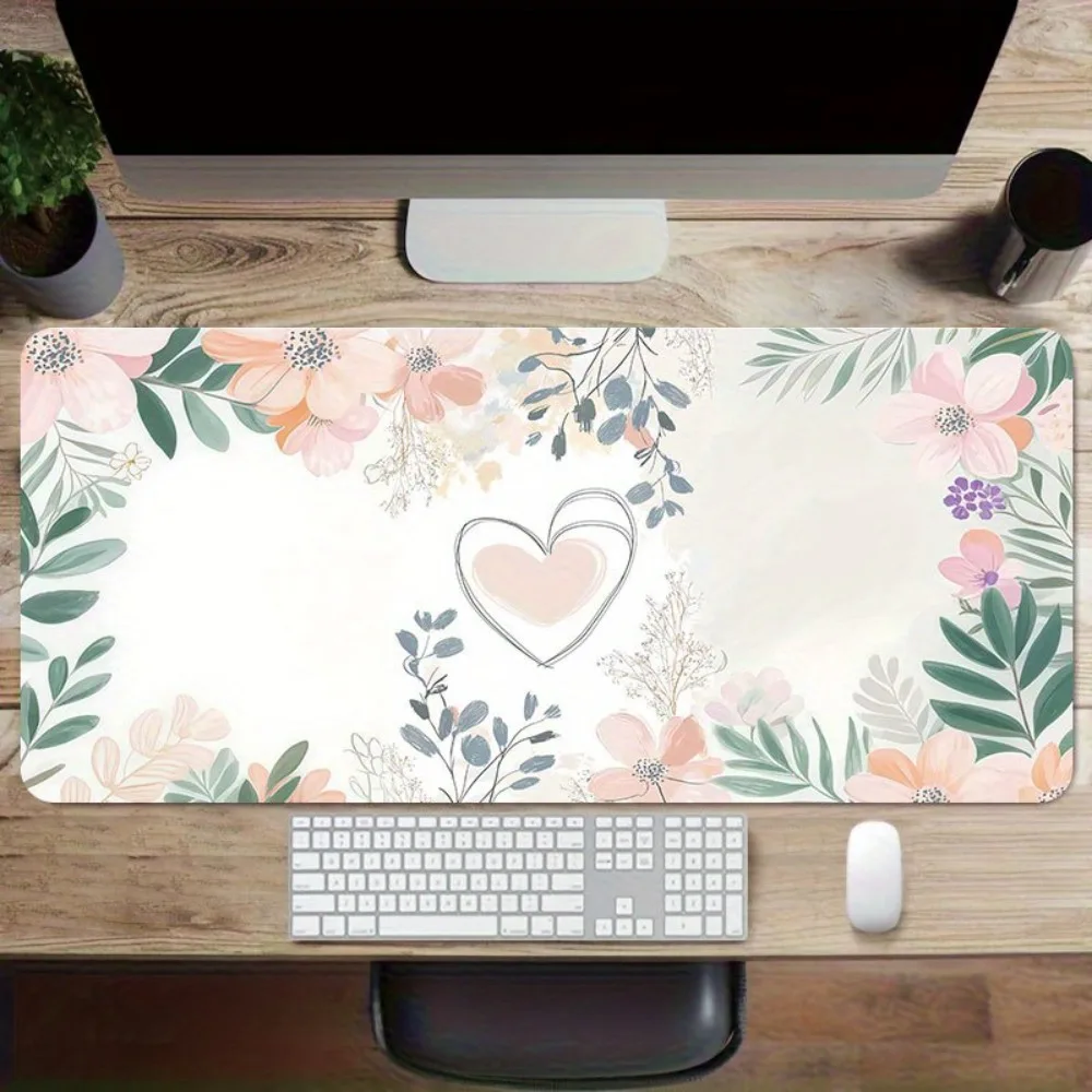 Aesthetic floral plant pattern mouse pad - non-slip desktop pad for home and office use fashionable decorative desktop accessory