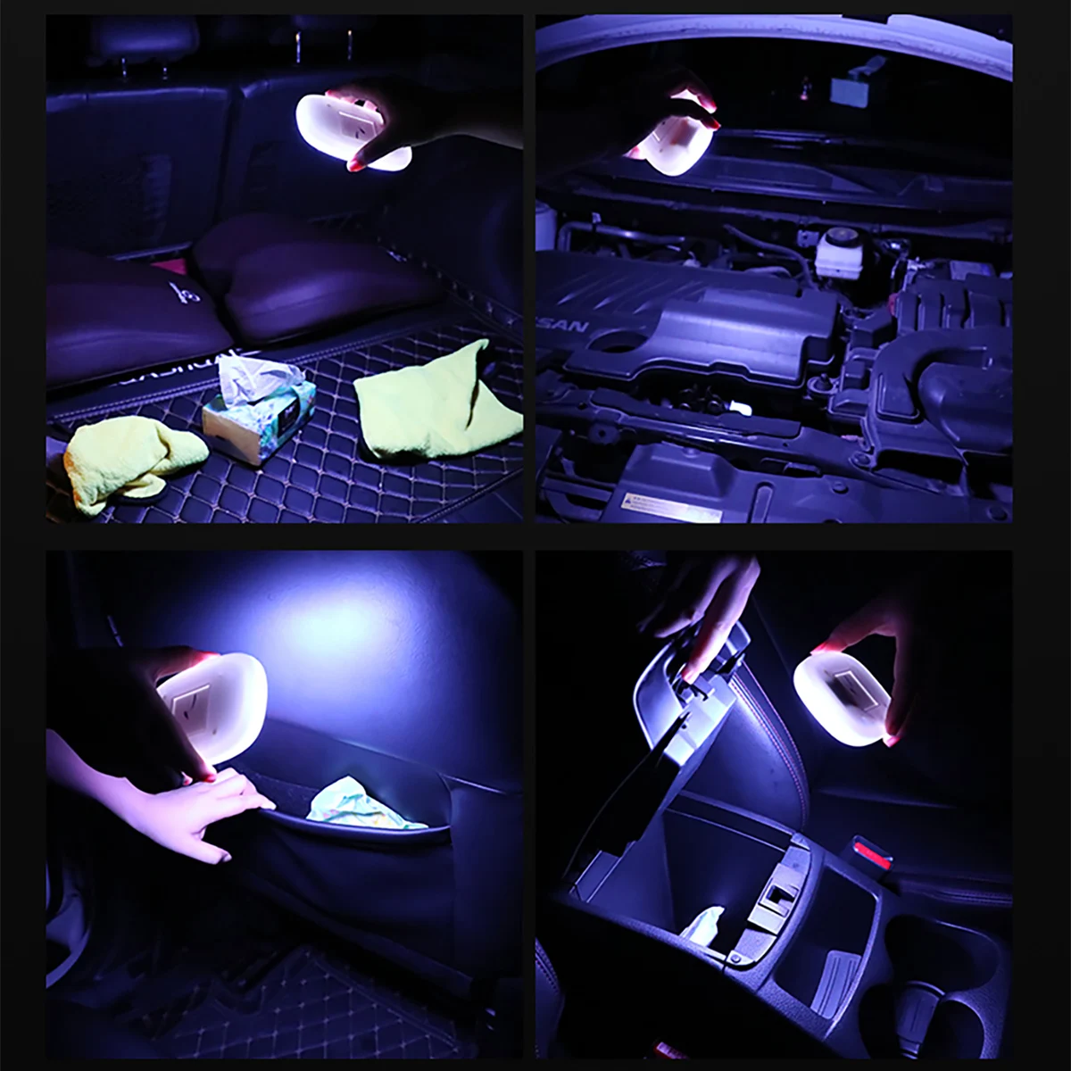 1PCS LED Car Interior Reading Light Car Roof Dome Lamp Rechargeable USB Charging Touch Night Trunk Lights Auto Accessories RGB