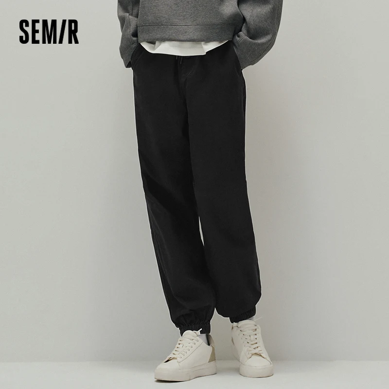

Semir Baggy Pants Men Cotton Loose Tapered Washed Elastic Waist Long 2025 Autumn Basic Clothes for Man